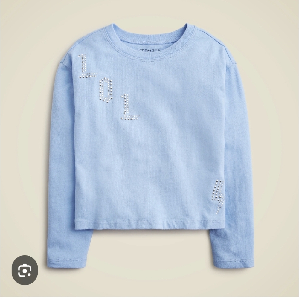 J.Crew Girls' embellished "LOL" graphic T-shirt XS 4-5 Blue BNWT 5☆ SO